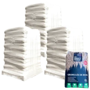 Pellet di legno francesi, 3 bancali, 189 sacchi, 2835 kg