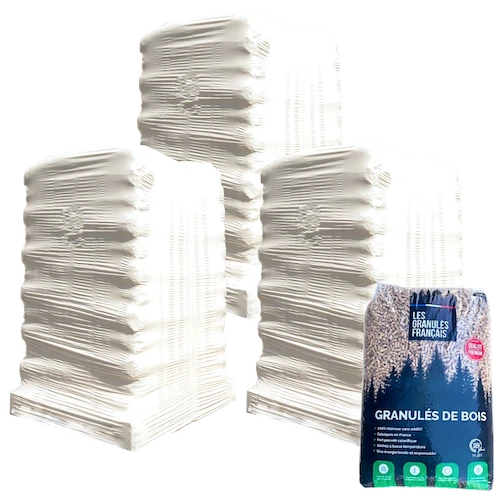 Pellet di legno francesi, 3 bancali, 189 sacchi, 2835 kg
