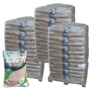 Pellet di legno di prima qualità - 3 pallet - 195 sacchi 2925 kg