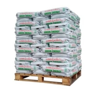 Pallet di pellet di energia verde, pallet da 65 sacchi da 15 kg