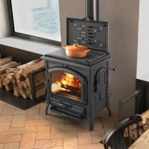 Stufa a legna Isotta con piastra riscaldante e bordi - 9,3 kW